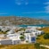 Hills above a bayside village on the island of Mykonos